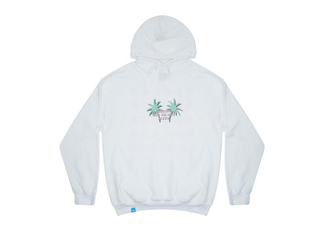 Hoodie In White With Tropical Palm Tree Print