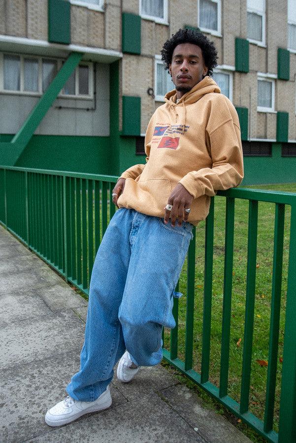 Hoodie in Old Gold With Raving Definition Print
