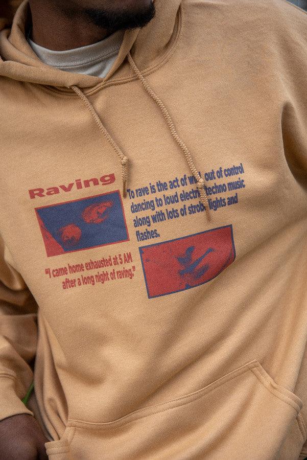 Hoodie in Old Gold With Raving Definition Print