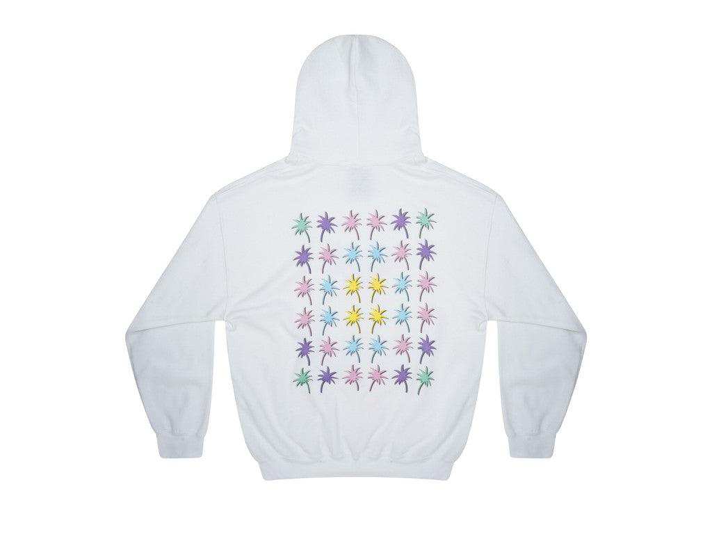 Hoodie In White With Tropical Palm Tree Print